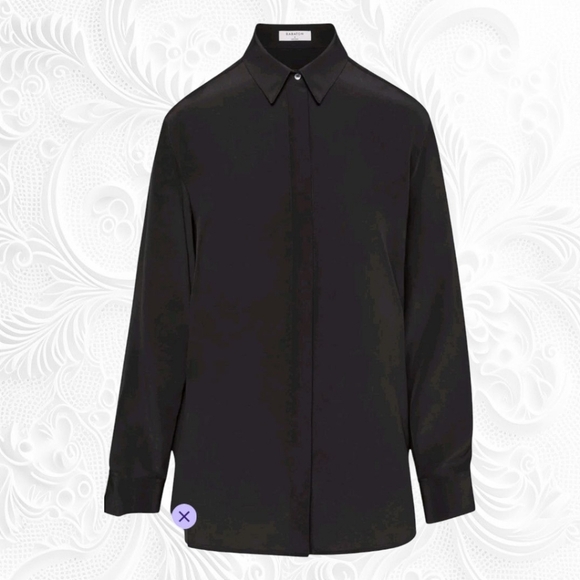 Aritzia Babaton Black 100% Silk Long Sleeve Button Down Shirt - Picture 3 of 10